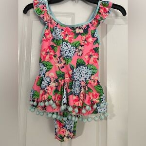 Betsey Johnson Pink Floral Kids Swim One Piece